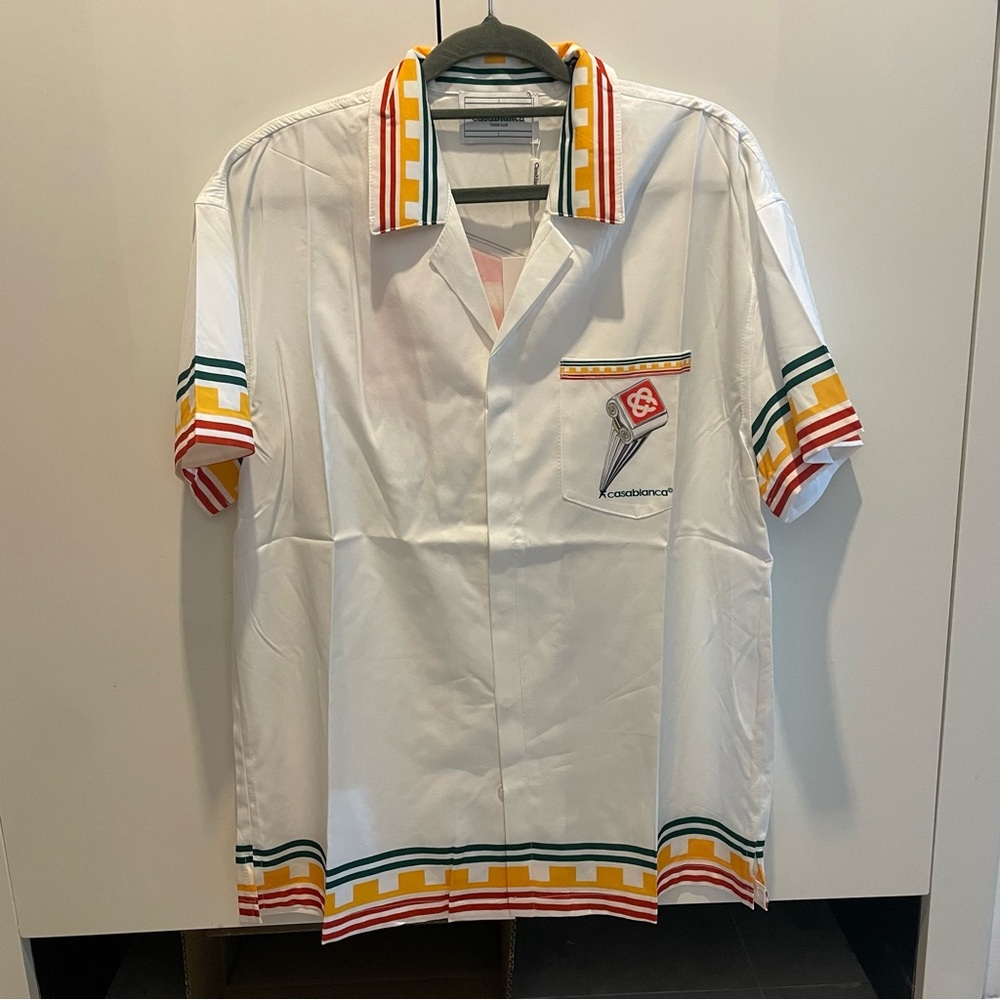 Casablanca White Short-Sleeve Casual Button-Down Shirt